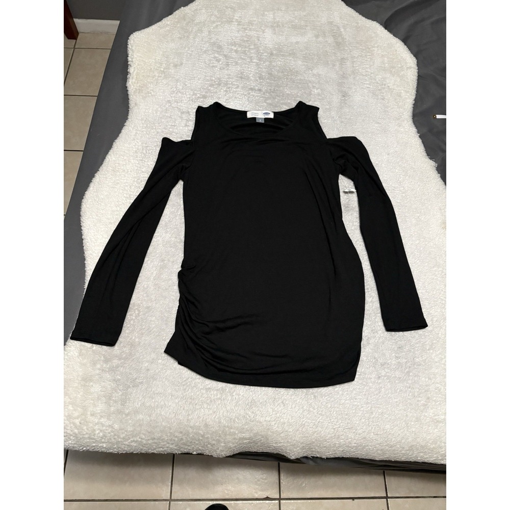 New Old Navy Women's Black Cold Shoulder Maternity Top Size Large Long Sleeve